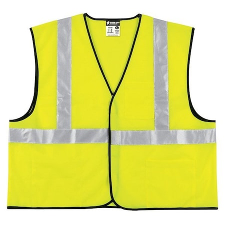 Mcr Safety Safety Vest, Economy Class 2, 2" Silver Reflective Stripes, Hook & Loop Front, 3 Pockets, Limited VCL2SLFRX4